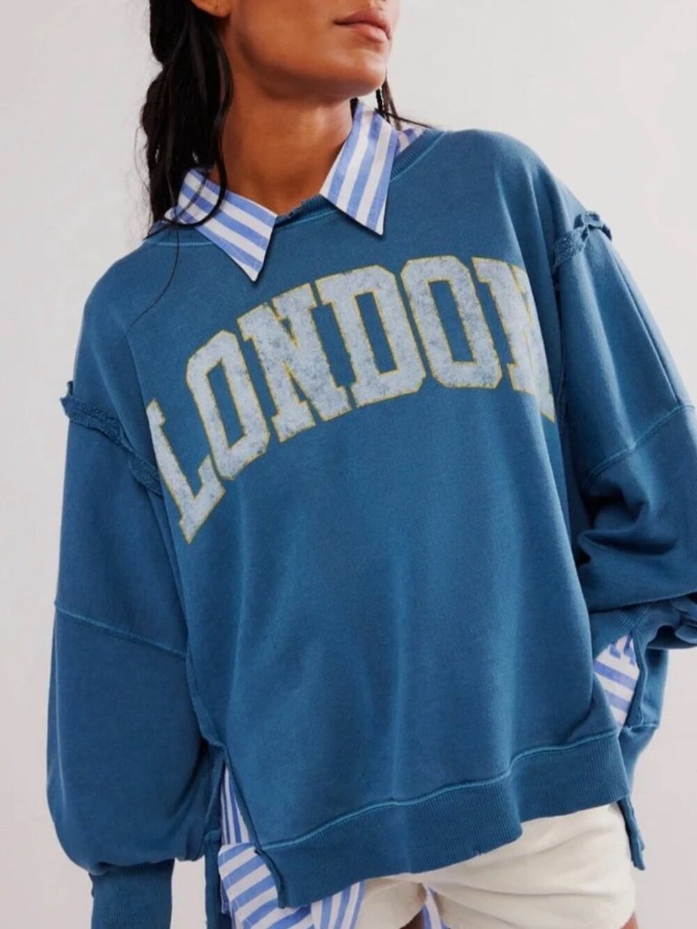 Free People We The Free Graphic Camden London Oversized Sweatshirt Boho Small